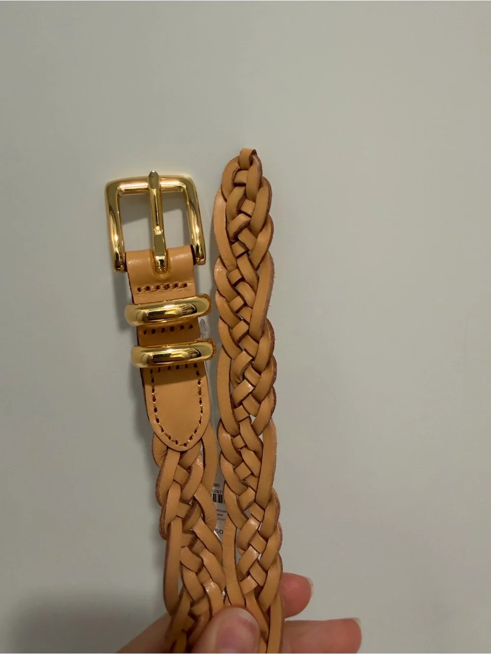NEW J. Crew Skinny braided belt in Italian leather Raw Cashew CR824 $70 M/L